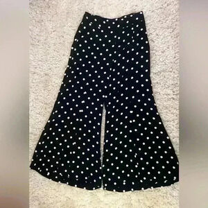 Anthropologie MAEVE black and white white polka dot cropped wide leg pants.